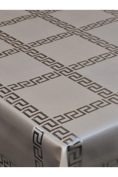 GÜMÜŞ PARLAK SİLİNEBİLİR MASA ÖRTÜSÜ - ELYAFLI PVC MUŞAMBA - Resim 6