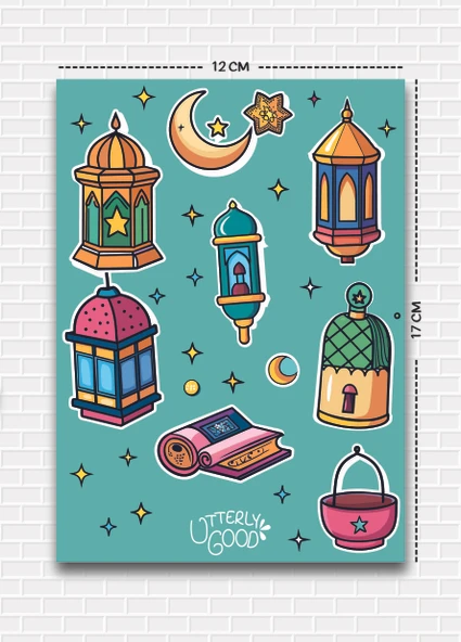Utterly Good Ramazan Temalı 5'li Sticker Seti  Bullet Journal  Notebook  Ajanda  Scrapbook Için Uygun Set - Resim 2
