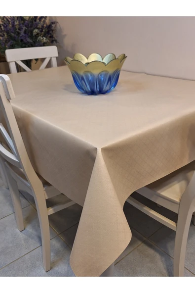 Elyaflı Pvc Muşamba - Desenli Silinebilir Masa Örtüsü ( KREM) ürün görseli