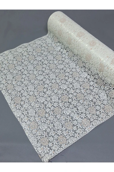 PVC KÜPÜR DANTEL RAF VE DOLAP ÖRTÜSÜ RUNNER  (BEYAZ ) - Resim 2