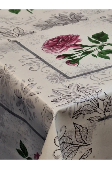 Elyaflı Pvc Muşamba - Desenli Silinebilir Masa Örtüsü ( MOR ) - Resim 5