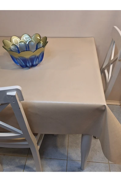 Elyaflı Pvc Muşamba - Desenli Silinebilir Masa Örtüsü ( KREM) - Resim 3