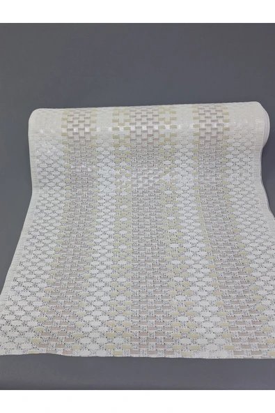 Pvc Küpür Dantel Raf Ve Dolap Örtüsü Runner  (kahve-beyaz) ürün görseli