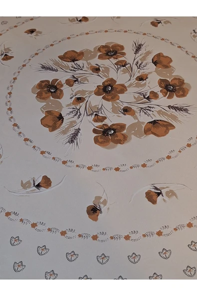 DORA PANO Elyaf Tabanlı Pvc Muşamba - Desenli Silinebilir 155 YUVARLAK Hazır Masa Örtüsü - Resim 4