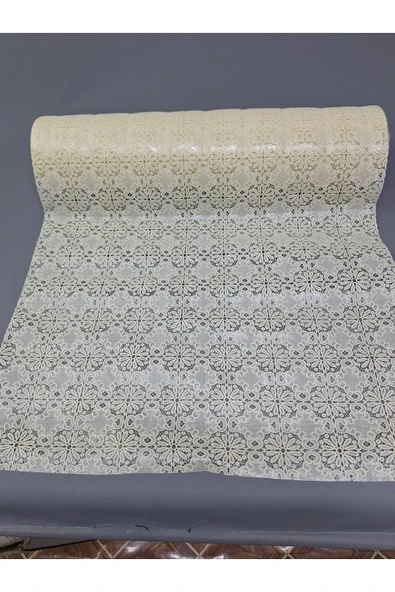 PVC KÜPÜR DANTEL RAF VE DOLAP ÖRTÜSÜ RUNNER  (KREM) ürün görseli
