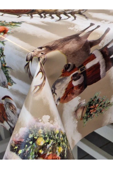 Yeni Yıl Desenli Elyaflı PVC Masa Örtüsü – Silinebilir ve Su Geçirmez Muşamba - Resim 10