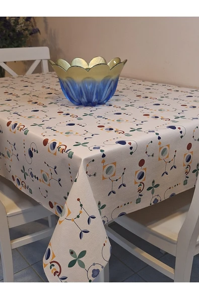 Elyaflı Pvc Muşamba - Desenli Silinebilir Masa Örtüsü ( BEJ ) ürün görseli