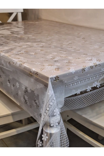 Şeffaf 0.018 Mm Pvc Muşamba - Desenli Silinebilir Şeffaf Masa Örtüsü - Resim 5