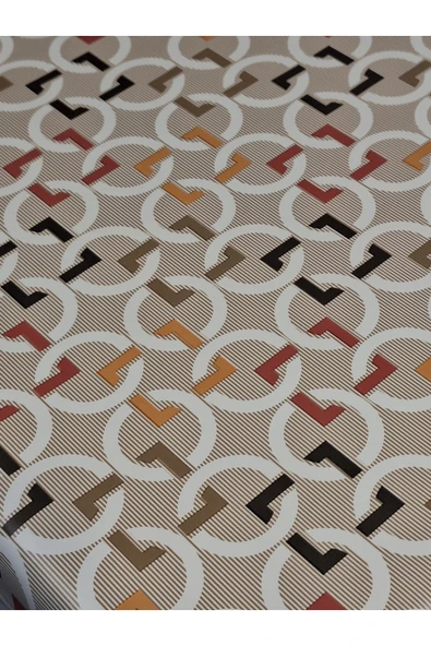 Elyaflı Pvc Muşamba - Desenli Silinebilir Masa Örtüsü ( Kahve ) - Resim 5