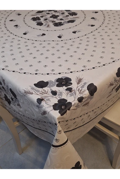 DORA PANO Elyaf Tabanlı Pvc Muşamba - Desenli Silinebilir 155 YUVARLAK Hazır Masa Örtüsü - Resim 7
