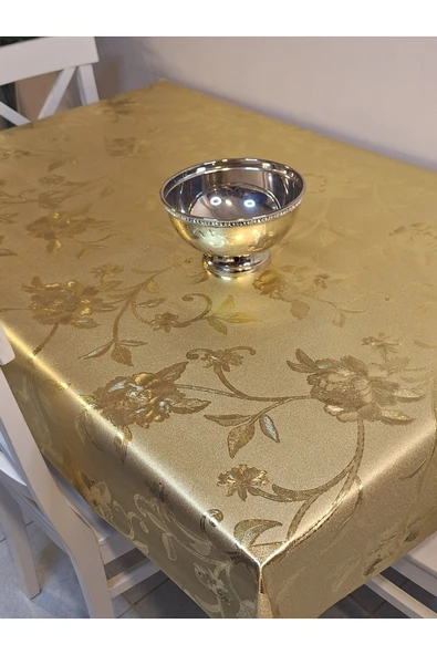 GOLD  PARLAK SİLİNEBİLİR MASA ÖRTÜSÜ - ELYAFLI PVC MUŞAMBA - Resim 11