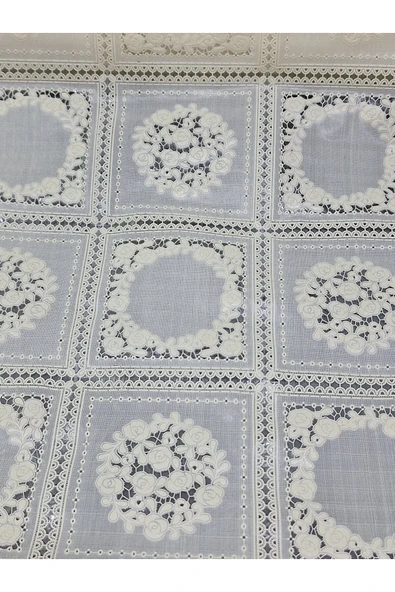 PVC KÜPÜR DANTEL RAF VE DOLAP ÖRTÜSÜ RUNNER  (KREM) - Resim 3