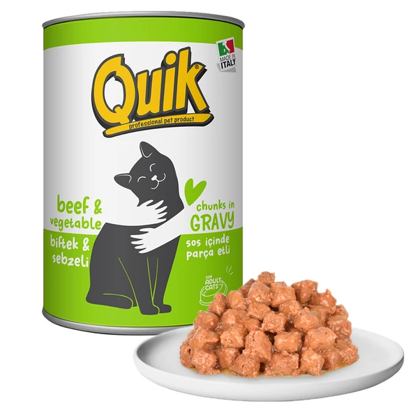 Quik Biftekli Sebzeli Yetişkin Kedi Konserve 415 Gr ürün görseli 1