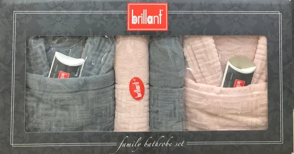 Brillant Kısmi Kadife %100 Pamuklu 8 Parça Aile Bornoz Seti - Resim 2