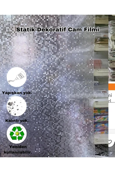 Cam Filmi Kaplama Statik Folyo  Buzlu Desenli Duşa Kabin Pencere Ofis Dekorasyon - Resim 4