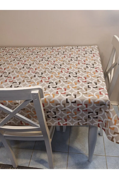Elyaflı Pvc Muşamba - Desenli Silinebilir Masa Örtüsü ( Kahve ) - Resim 4