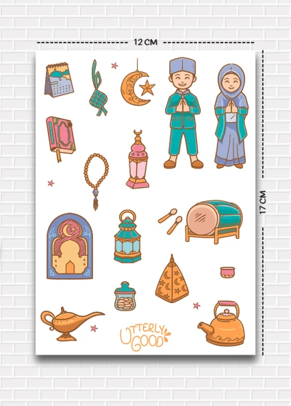 Utterly Good Ramazan Temalı 5'li Sticker Seti  Bullet Journal  Notebook  Ajanda  Scrapbook Için Uygun Set - Resim 6