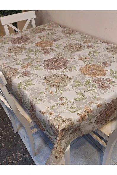 Elyaflı Pvc Muşamba - Desenli Silinebilir Masa Örtüsü ( KAHVERENĞİ ) - Resim 3