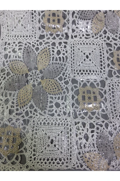 PVC KÜPÜR DANTEL RAF VE DOLAP ÖRTÜSÜ RUNNER  (BEYAZ  KAHVE) - Resim 3