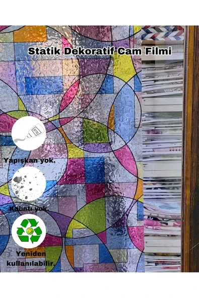 Cam Filmi Kaplama Statik Folyo  Buzlu Desenli Duşa Kabin Pencere Ofis Dekorasyon - Resim 4