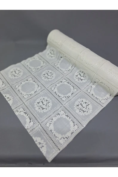 PVC KÜPÜR DANTEL RAF VE DOLAP ÖRTÜSÜ RUNNER  (BEYAZ) - Resim 2