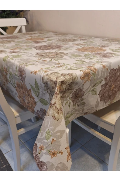 Elyaflı Pvc Muşamba - Desenli Silinebilir Masa Örtüsü ( KAHVERENĞİ ) ürün görseli