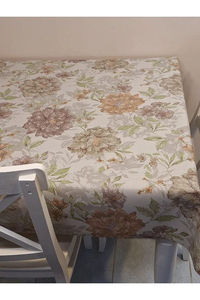 Elyaflı Pvc Muşamba - Desenli Silinebilir Masa Örtüsü ( KAHVERENĞİ ) - Resim 4