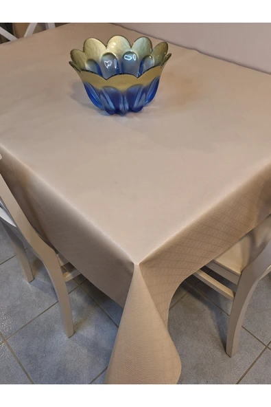 Elyaflı Pvc Muşamba - Desenli Silinebilir Masa Örtüsü ( KREM) - Resim 2