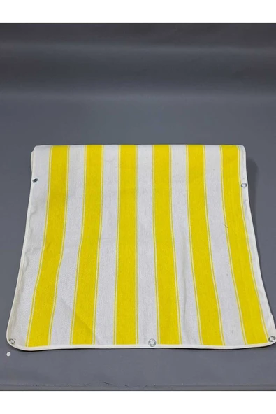 67 x 150 cm Sarı Beyaz  Çizğili  Kumaş Balkon Brandası  Kenarları Biye Dikişli ürün görseli