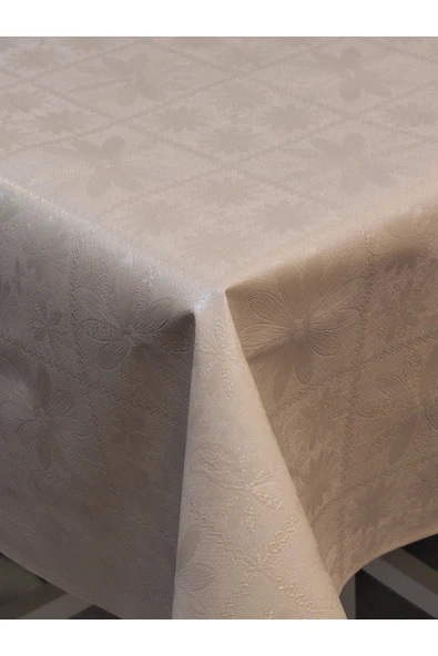 Elyaflı Pvc Muşamba - Desenli Silinebilir Masa Örtüsü ( GRİ) - Resim 12