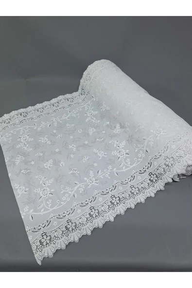 PVC KÜPÜR DANTEL RAF VE DOLAP ÖRTÜSÜ RUNNER  (BEYAZ) - Resim 3