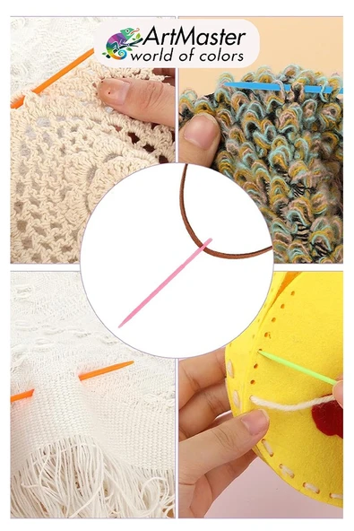 Plastik Yün İğnesi Renkli 20 Adet 9 cm Dikiş İğnesi Plastik İğne İplik İğnesi Dokuma İğnesi Örgü Dikme Dikiş - Resim 2