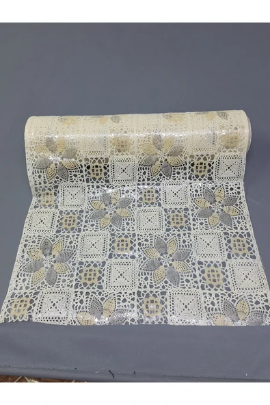 PVC KÜPÜR DANTEL RAF VE DOLAP ÖRTÜSÜ RUNNER  (KREM) ürün görseli