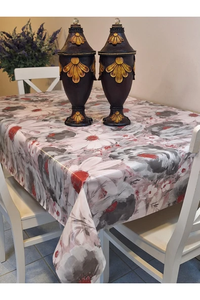 Elyaflı Pvc Muşamba - Desenli Silinebilir Masa Örtüsü ( KAHVERENĞİ ) - Resim 7