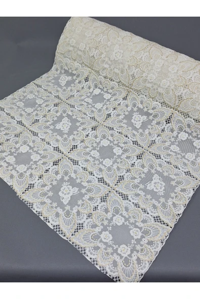 PVC KÜPÜR DANTEL RAF VE DOLAP ÖRTÜSÜ RUNNER  (KAHVERENĞİ) - Resim 2