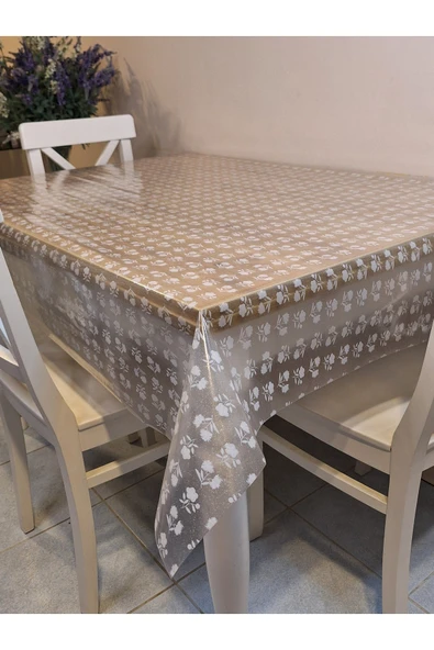 Şeffaf 0.018 Mm Pvc Muşamba - Desenli Silinebilir Şeffaf Masa Örtüsü - Resim 5