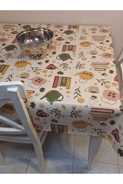 Elyaflı Pvc Muşamba - Desenli Silinebilir Masa Örtüsü ( YEŞİL) - Resim 4