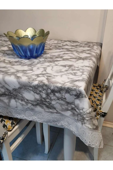 Kaydırmaz Tabanlı Pvc Muşamba - Desenli Silinebilir 120 X 150 Hazır Masa Örtüsü - Resim 3