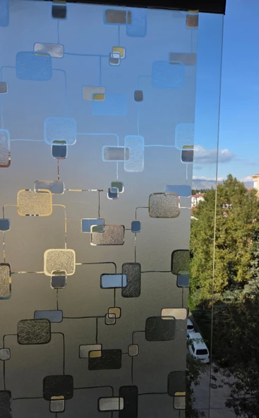 Cam Filmi Kaplama Statik Folyo  Buzlu Desenli Duşa Kabin Pencere Ofis Dekorasyon - Resim 2