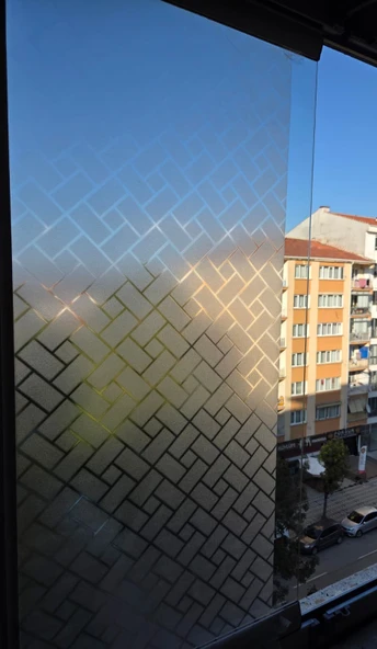 Cam Filmi Kaplama Statik Folyo Buzlu Desenli Duşa Kabin Pencere Ofis Dekorasyon - Resim 3