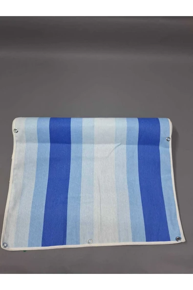 75x150cm Mavi Lacivert Çizğili  Kumaş Balkon Brandası  Kenarları Biye Dikişli ürün görseli