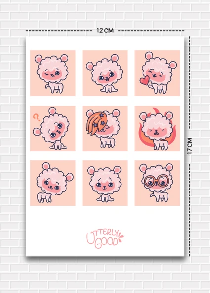 Utterly Good Hayvan Temalı 5'li Sticker  Bullet Journal  Notebook Ajanda  Scrapbook Için Uygun Set - Resim 3