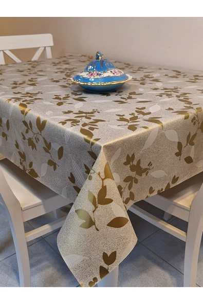 Elyaflı Pvc Muşamba - Desenli Silinebilir Masa Örtüsü (BEJ) ürün görseli
