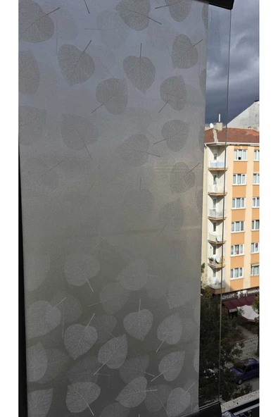 Statik Cam Filmi Beyaz Yaprak Desenli Folyo – Duşa Kabin, Pencere ve Ofis Dekorasyon Kaplaması - Resim 3
