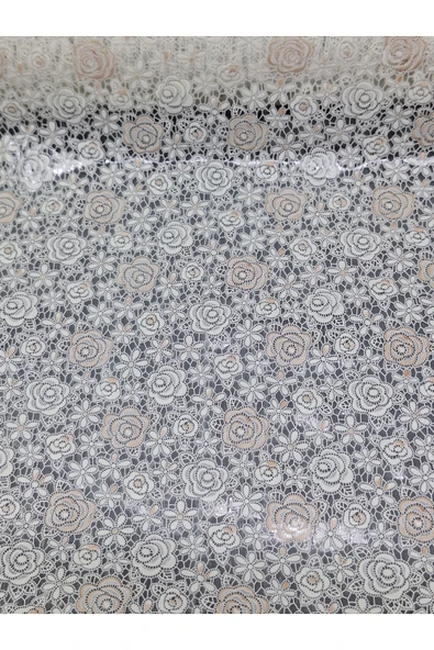 PVC KÜPÜR DANTEL RAF VE DOLAP ÖRTÜSÜ RUNNER  (BEYAZ ) - Resim 3