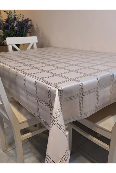 GÜMÜŞ PARLAK SİLİNEBİLİR MASA ÖRTÜSÜ - ELYAFLI PVC MUŞAMBA - Resim 5