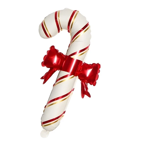 Yılbaşı Partisi Kurdelalı Krem Renk Baston Şekilli Folyo Balon ürün görseli