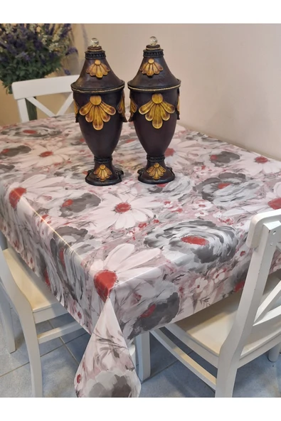 Elyaflı Pvc Muşamba - Desenli Silinebilir Masa Örtüsü ( KAHVERENĞİ ) - Resim 8