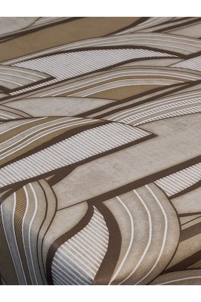 Elyaflı Pvc Muşamba - Desenli Silinebilir Masa Örtüsü (KREM) - Resim 6