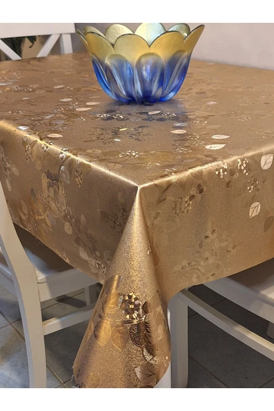 GOLD  PARLAK SİLİNEBİLİR MASA ÖRTÜSÜ - ELYAFLI PVC MUŞAMBA ürün görseli